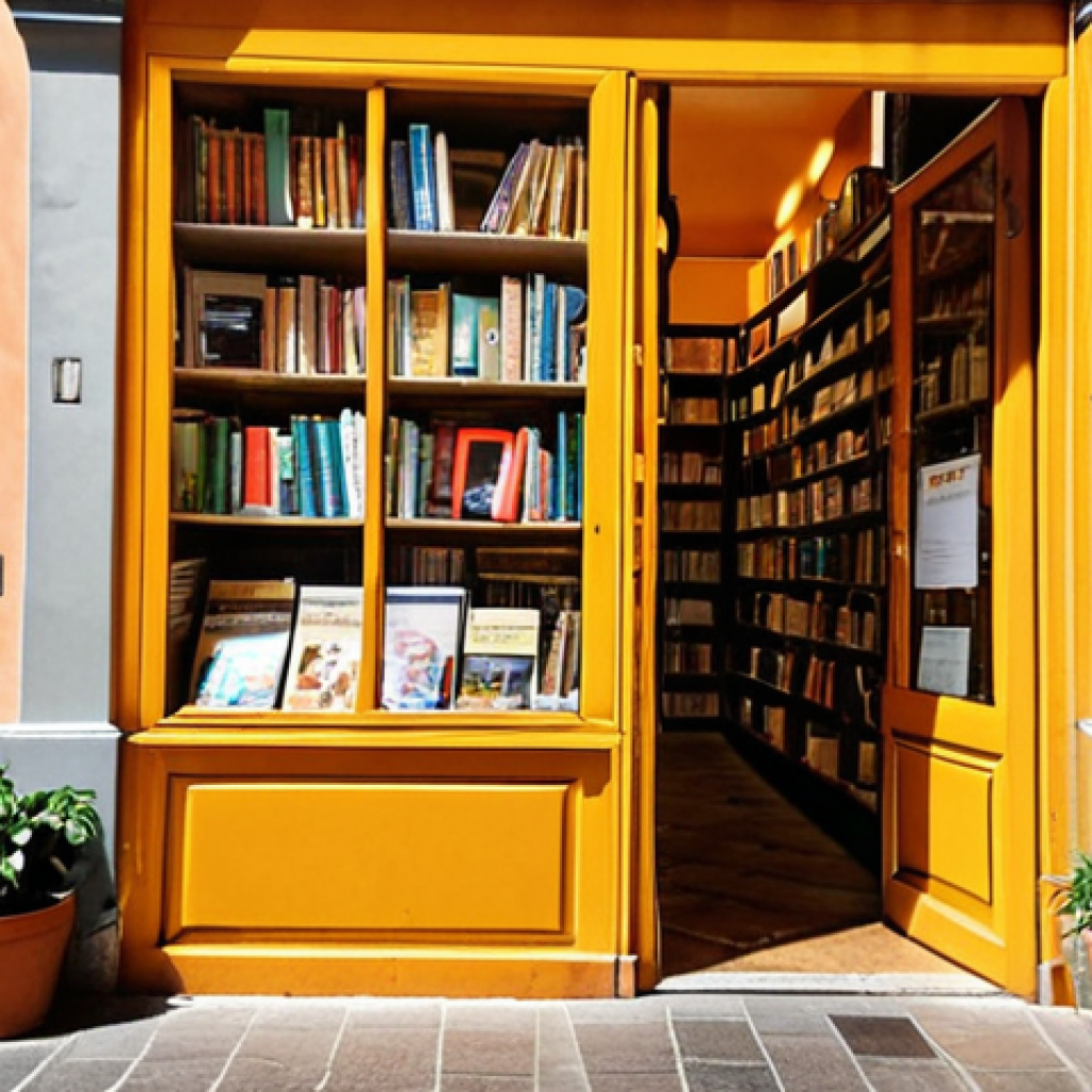 **Image Prompt:** A cozy Italian "libreria indipendente" (independent bookstore) on a sun-drenched street. The store has a vibrant Instagram page displayed on a tablet inside, showing a thriving online community of "lettori appassionati" (passionate readers). Focus on warm, inviting light and the blend of traditional bookshop charm with modern digital marketing.