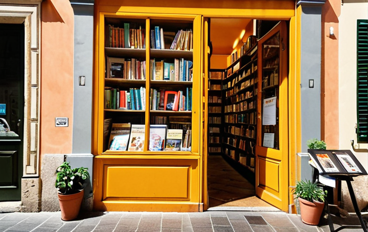 **Image Prompt:** A cozy Italian "libreria indipendente" (independent bookstore) on a sun-drenched street. The store has a vibrant Instagram page displayed on a tablet inside, showing a thriving online community of "lettori appassionati" (passionate readers). Focus on warm, inviting light and the blend of traditional bookshop charm with modern digital marketing.