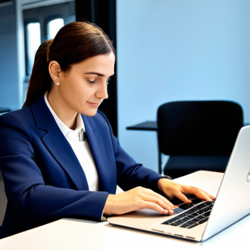 **

"A woman in professional business attire, fully clothed in a modest skirt suit, sitting at a laptop in a bright, modern co-working space in Milan, Italy, surrounded by other professionals. Safe for work, appropriate content, perfect anatomy, correct proportions, well-formed hands, professional, family-friendly."

**