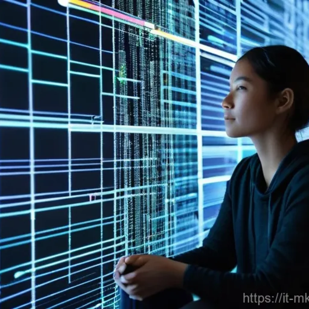 디지털 공유재 관리의 윤리적 문제 - **Prompt 1: Navigating the Digital Data Stream with Awareness**
    A thoughtful young adult, gender...