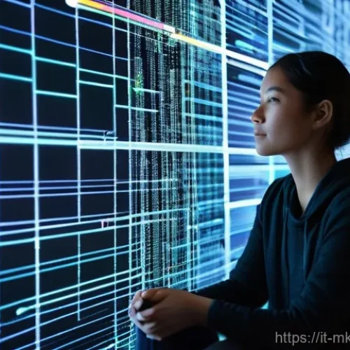 디지털 공유재 관리의 윤리적 문제 - **Prompt 1: Navigating the Digital Data Stream with Awareness**
    A thoughtful young adult, gender...